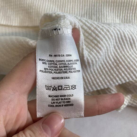 Anthropologie t.la Womens Ivory Nadia Cutout Waffle Knit Top Size M Boho Slouchy - Picture 6 of 10